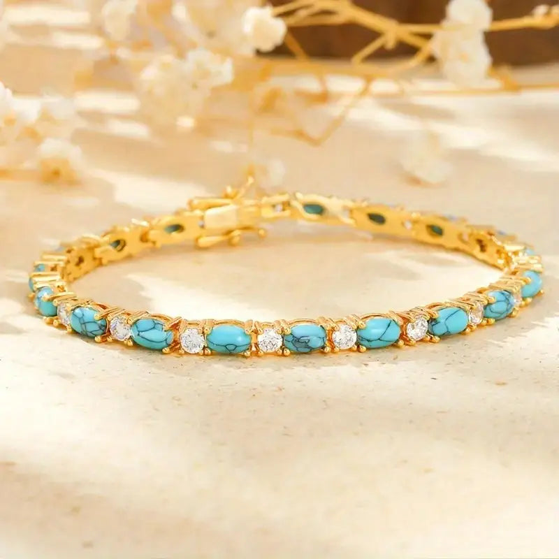 Bracciale con Pietra Turchese Naturale | Oro