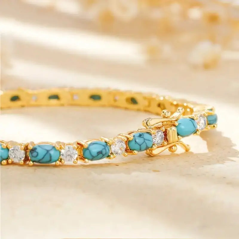 Bracciale con Pietra Turchese Naturale | Oro