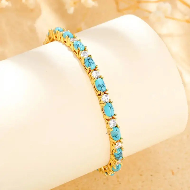 Bracciale con Pietra Turchese Naturale | Oro
