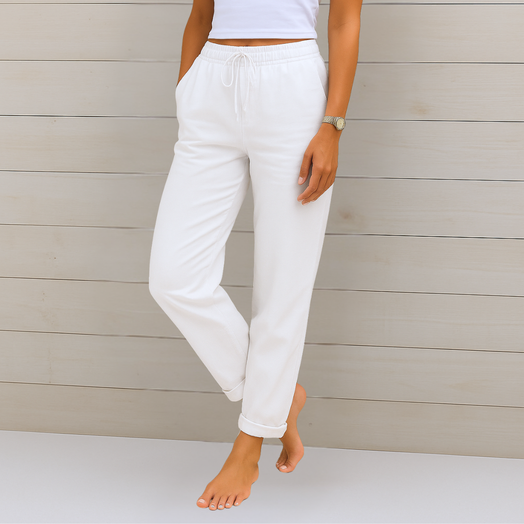 Greta | Pantaloni in lino elasticizzato da donna (1 acquistato, 1 in OMAGGIO)