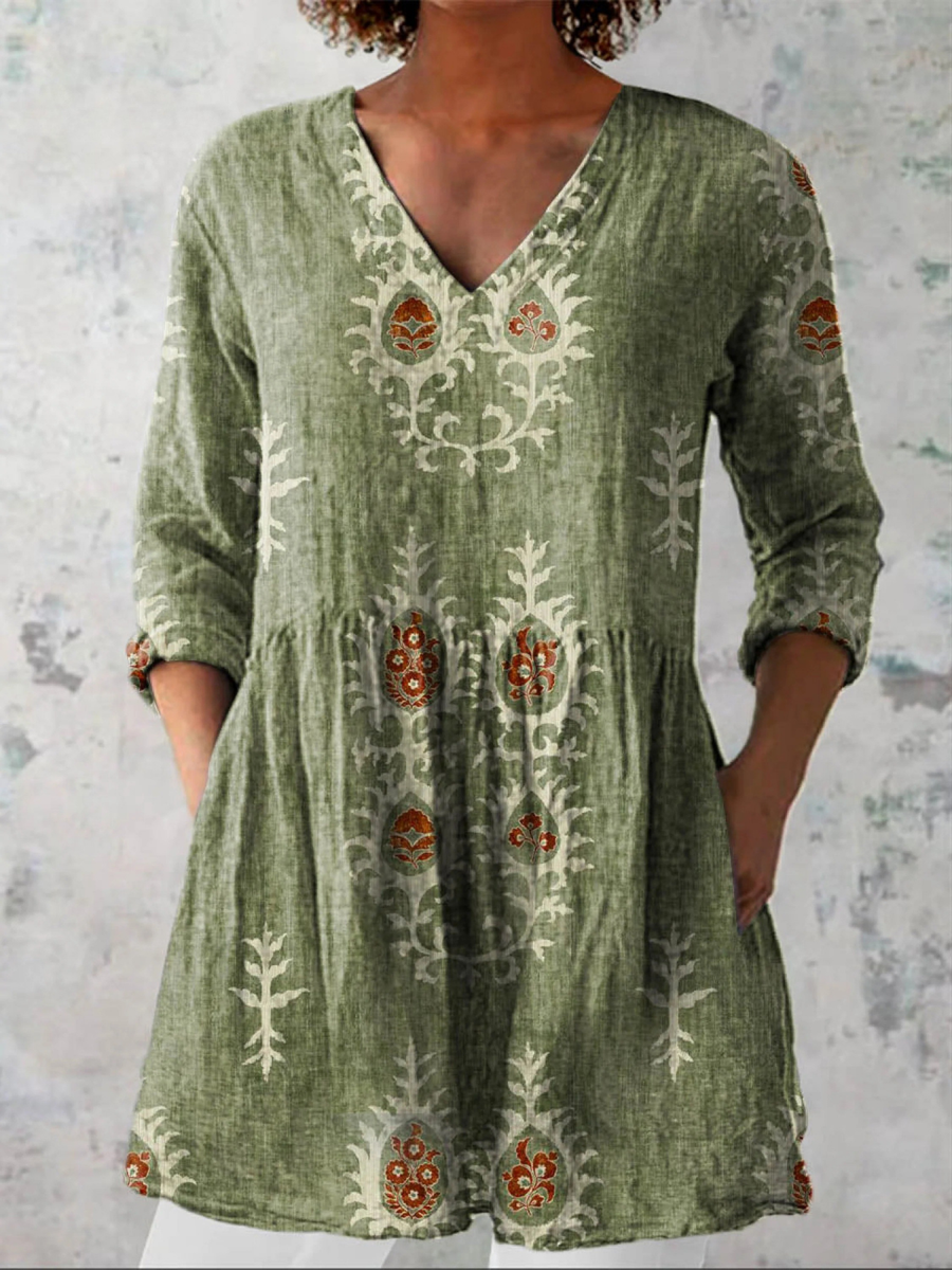 Blusa Lunga con Scollatura a V
