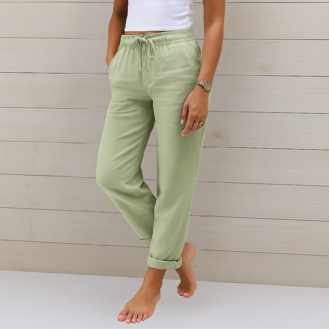 Greta | Pantaloni in lino elasticizzato da donna (1 acquistato, 1 in OMAGGIO)