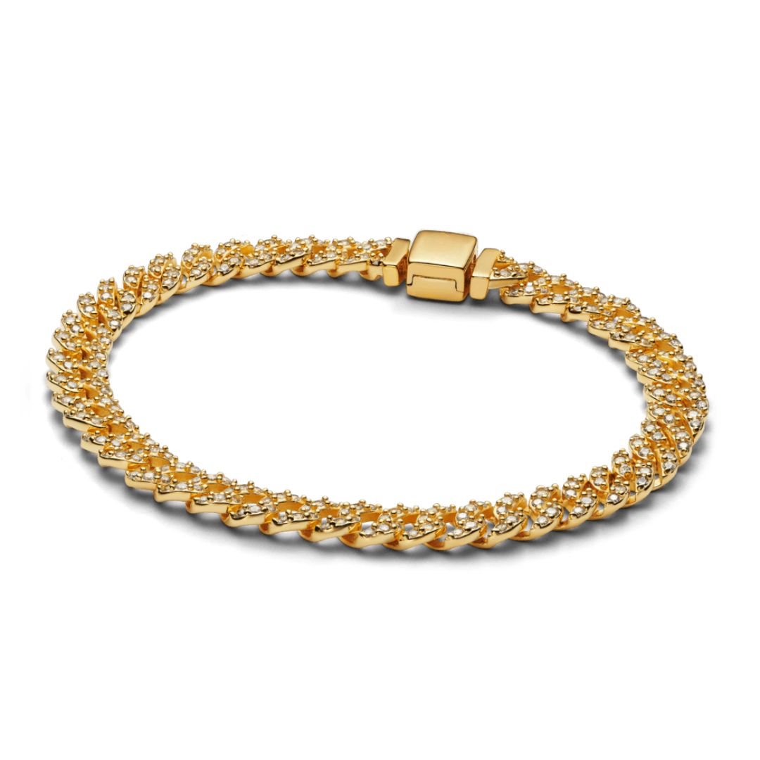 Bracciale a catena cubana pavé | Oro