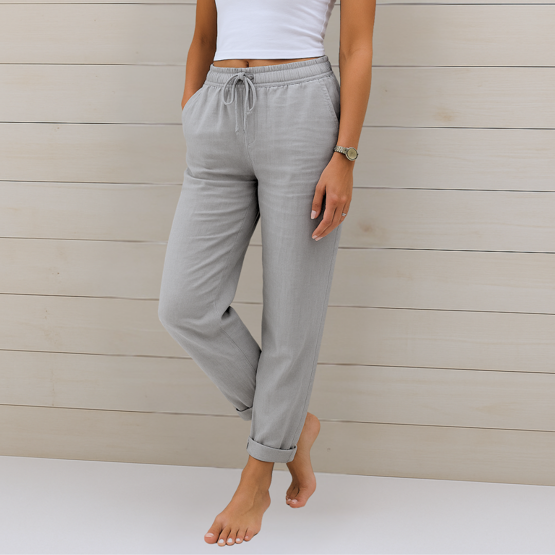 Greta | Pantaloni in lino elasticizzato da donna (1 acquistato, 1 in OMAGGIO)