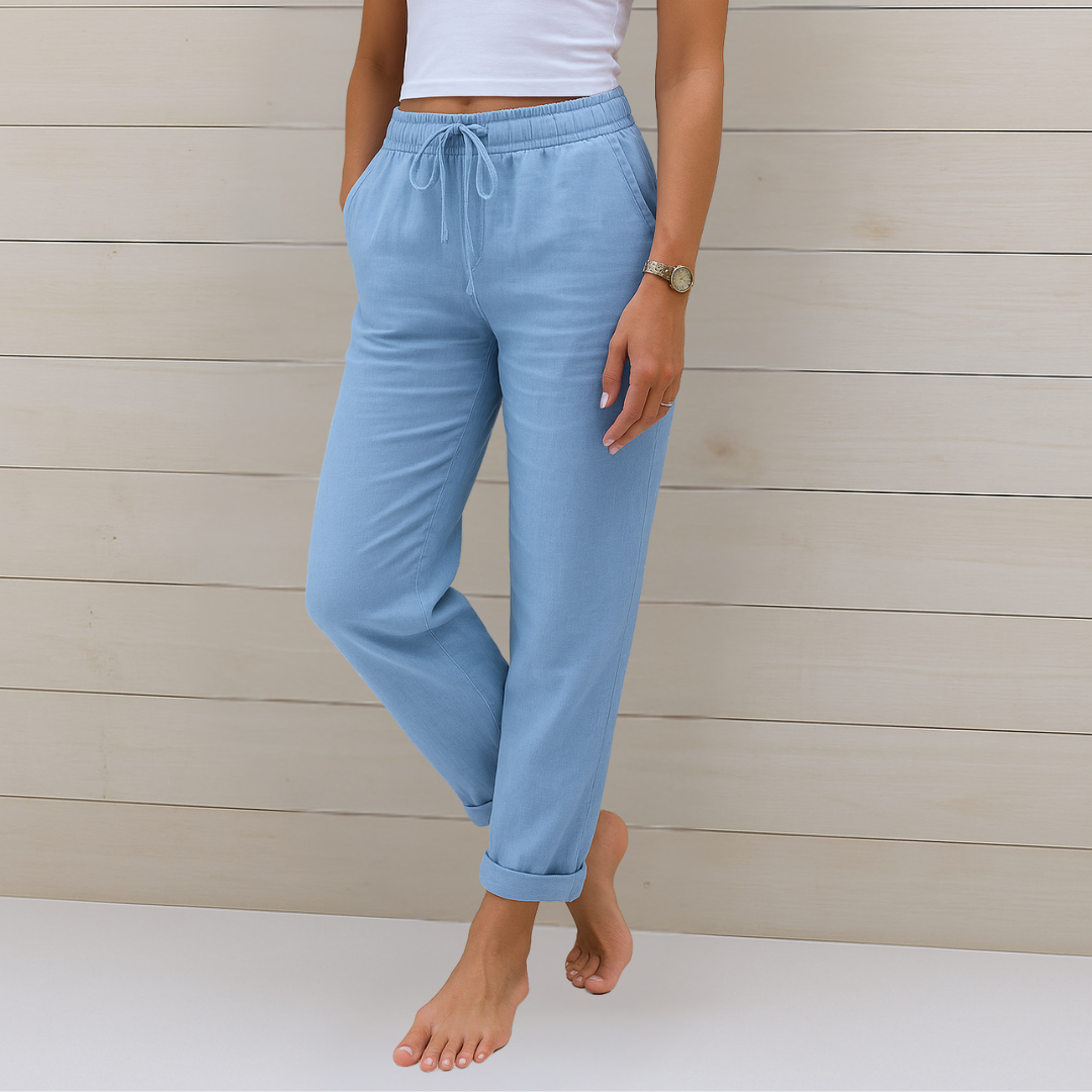 Greta | Pantaloni in lino elasticizzato da donna (1 acquistato, 1 in OMAGGIO)