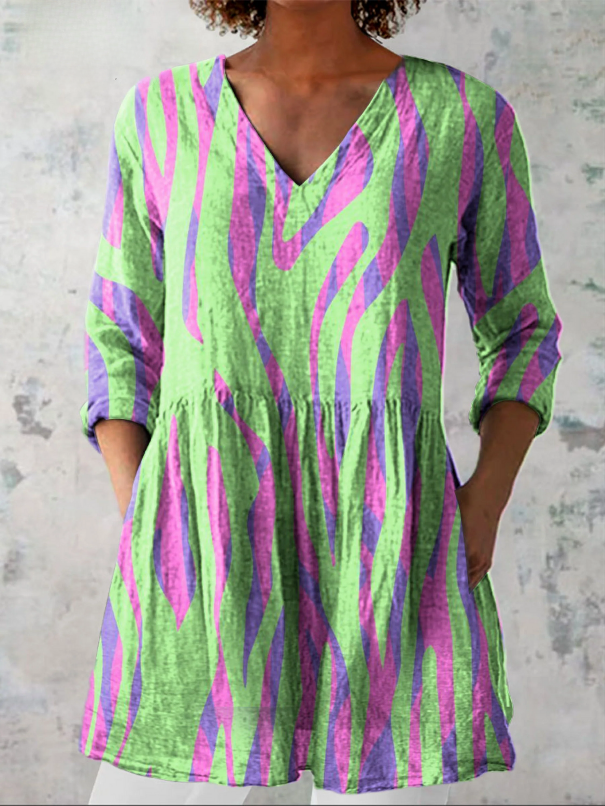 Blusa Lunga con Scollatura a V
