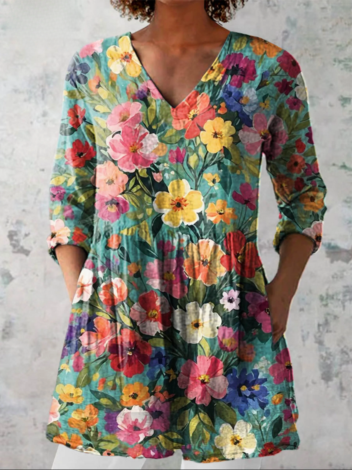 Blusa Lunga con Scollatura a V