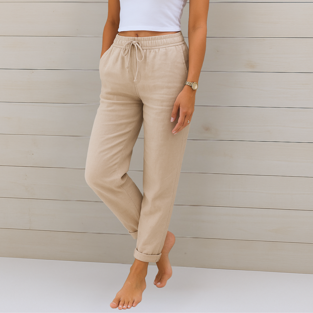 Greta | Pantaloni in lino elasticizzato da donna (1 acquistato, 1 in OMAGGIO)