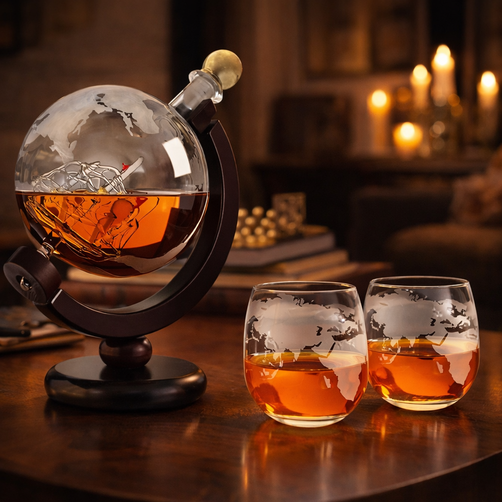 Decanter per Whiskey – Edizione Mappa del Mondo