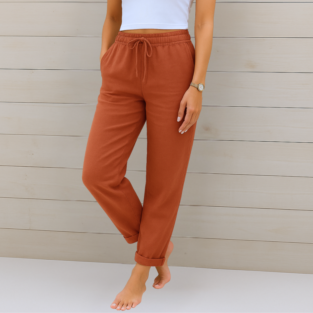 Greta | Pantaloni in lino elasticizzato da donna (1 acquistato, 1 in OMAGGIO)