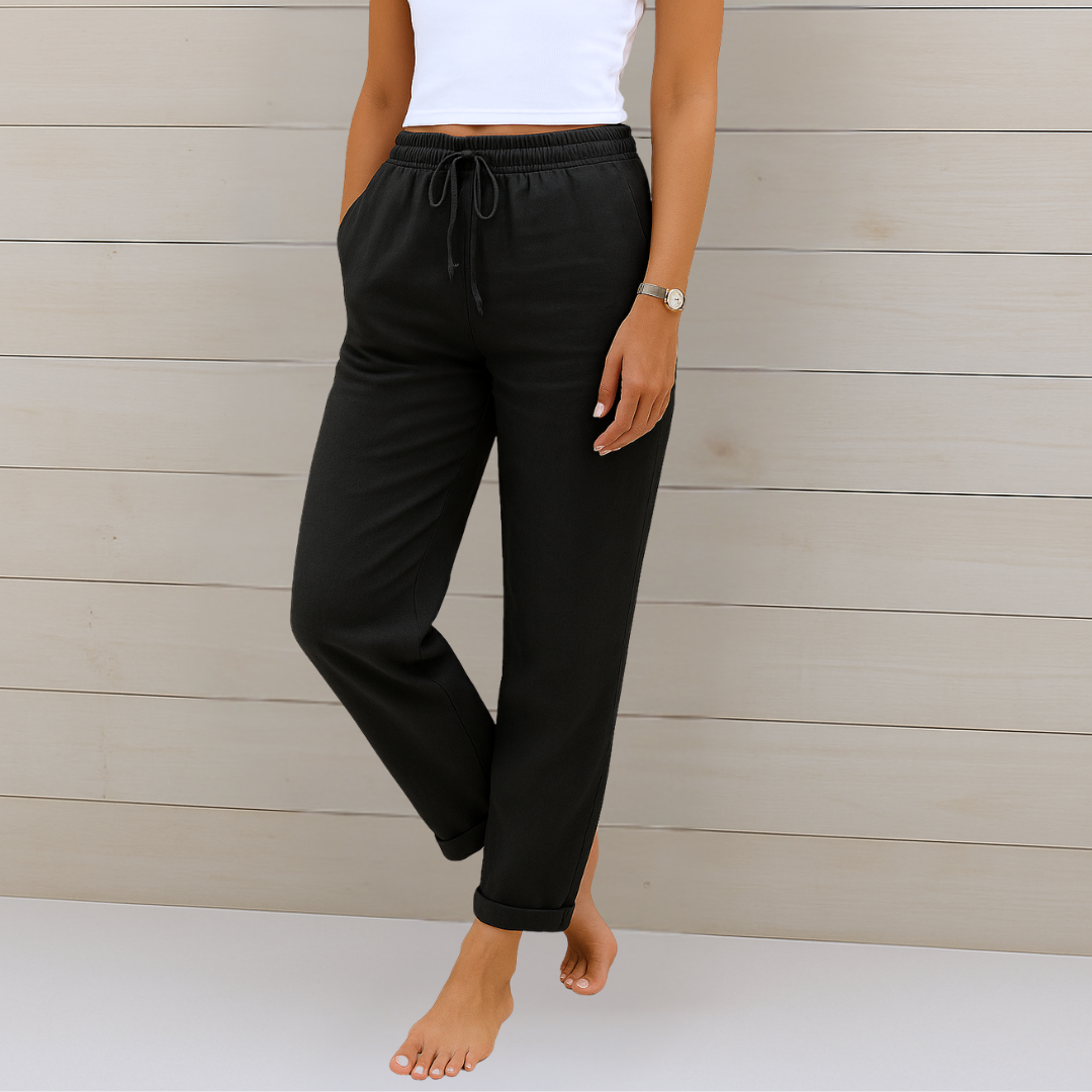 Greta | Pantaloni in lino elasticizzato da donna (1 acquistato, 1 in OMAGGIO)