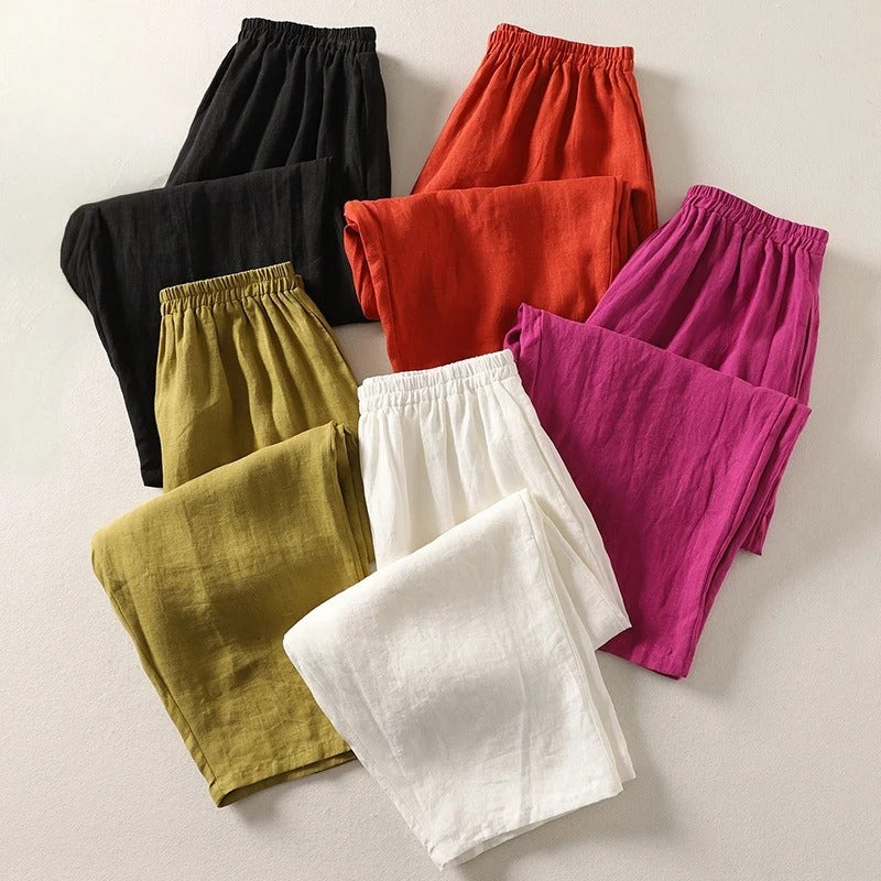 Gabriella | Pantaloni fluidi in cotone e lino