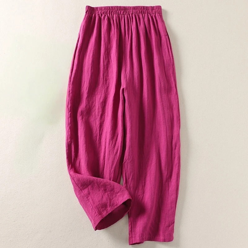 Gabriella | Pantaloni fluidi in cotone e lino