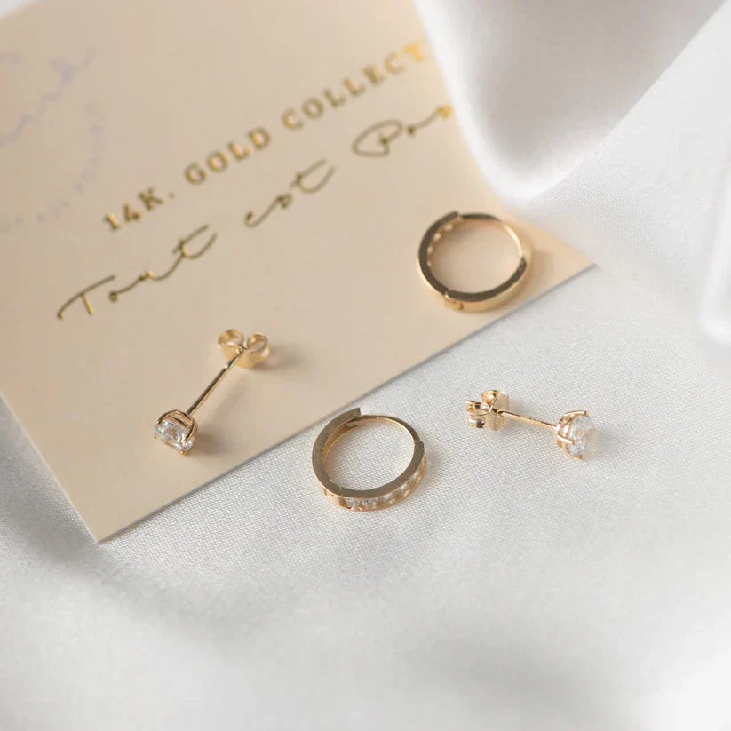 Orecchini a perno Dara Brillane con pietre | Oro