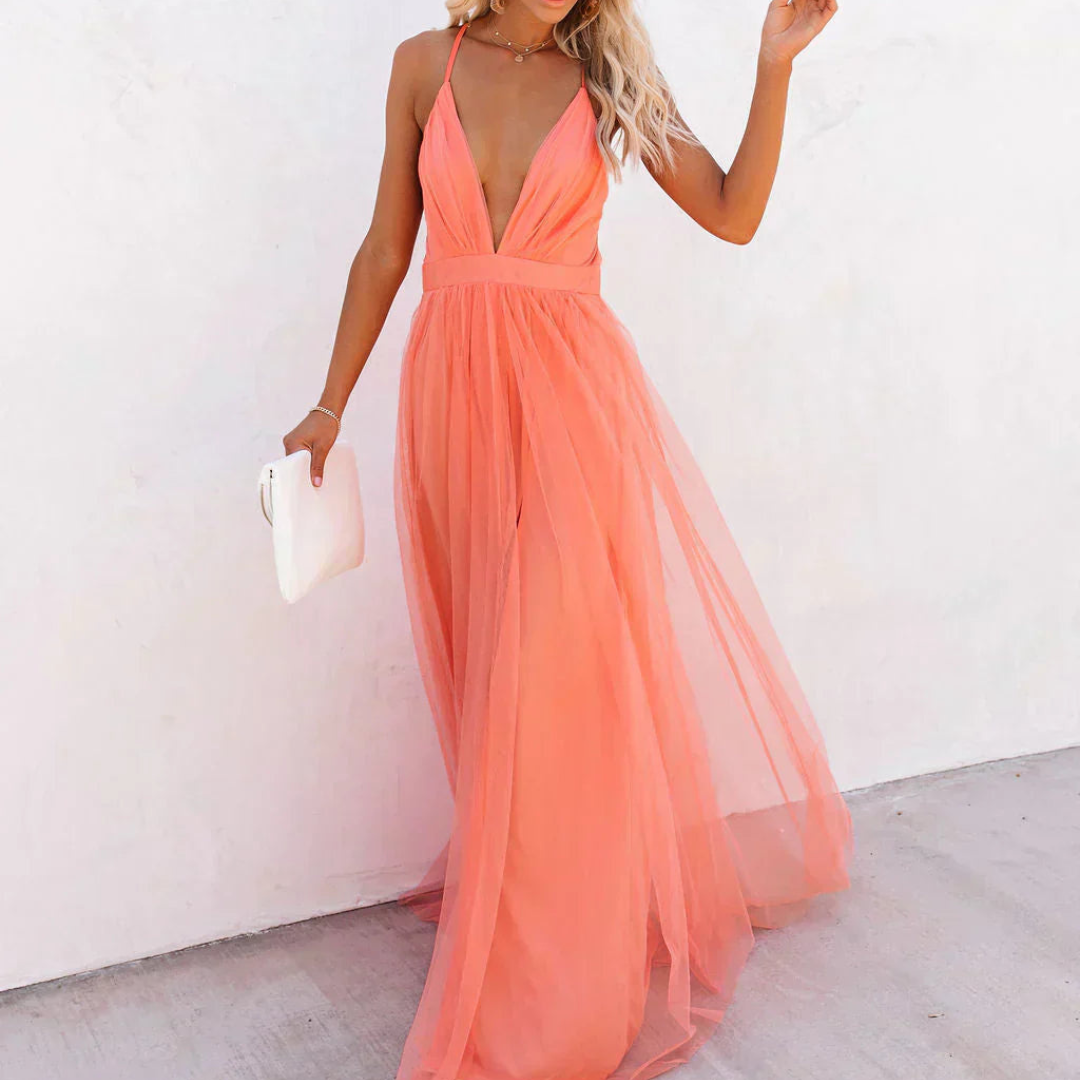 Ginevra | Abito Maxi Luce Corallo