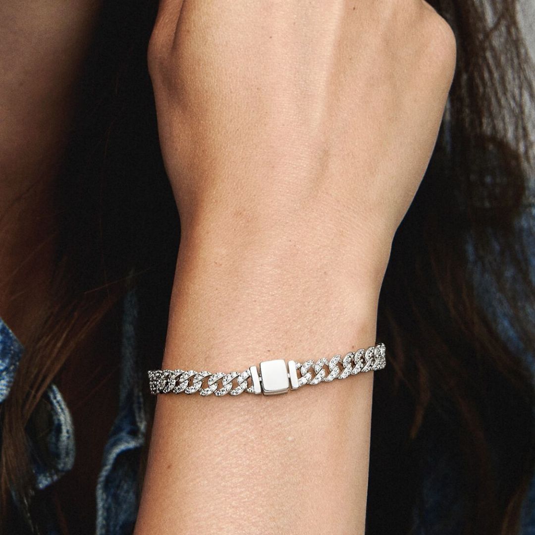 Bracciale a catena cubana pavé | Oro