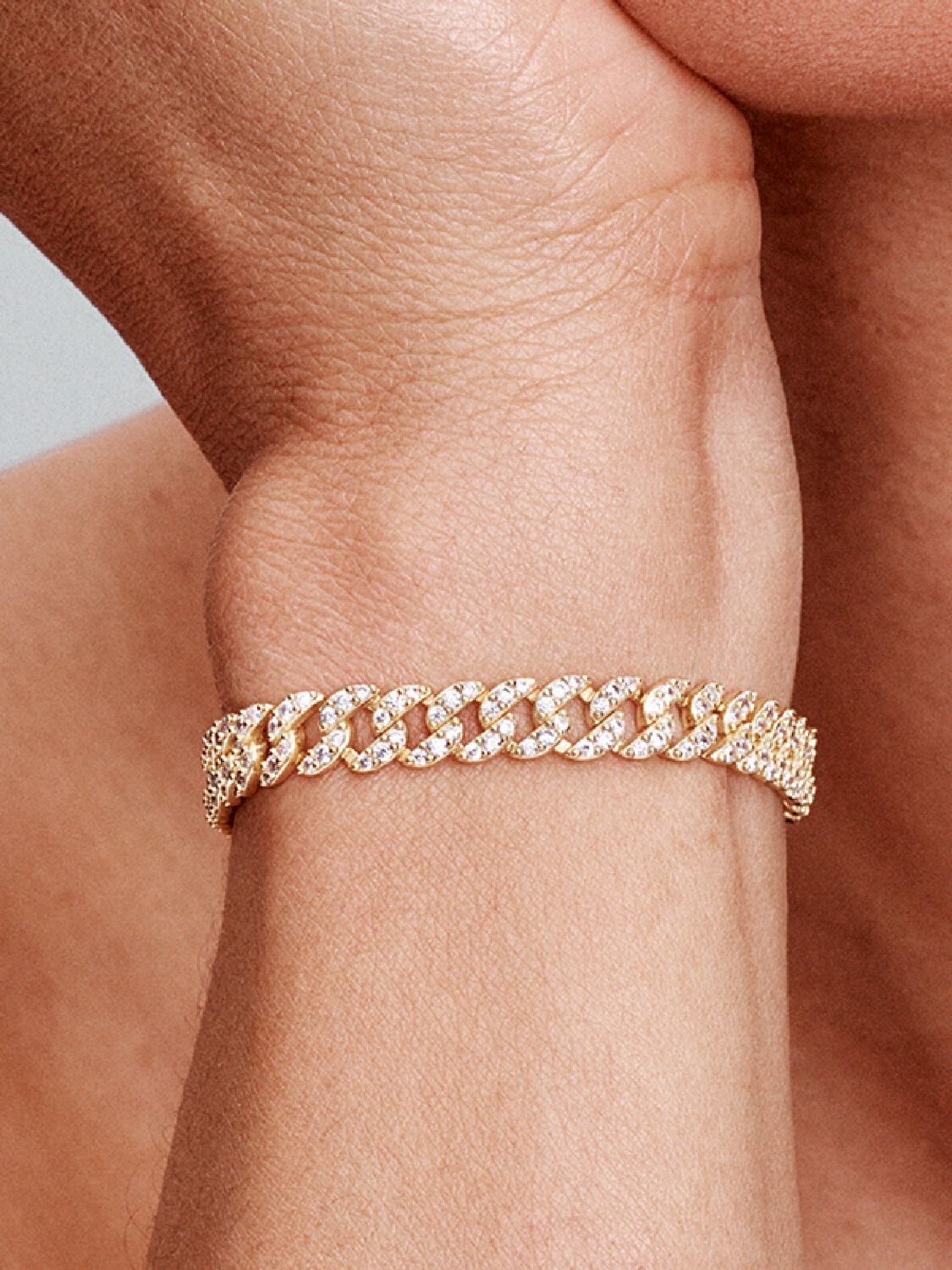 Bracciale a catena cubana pavé | Oro