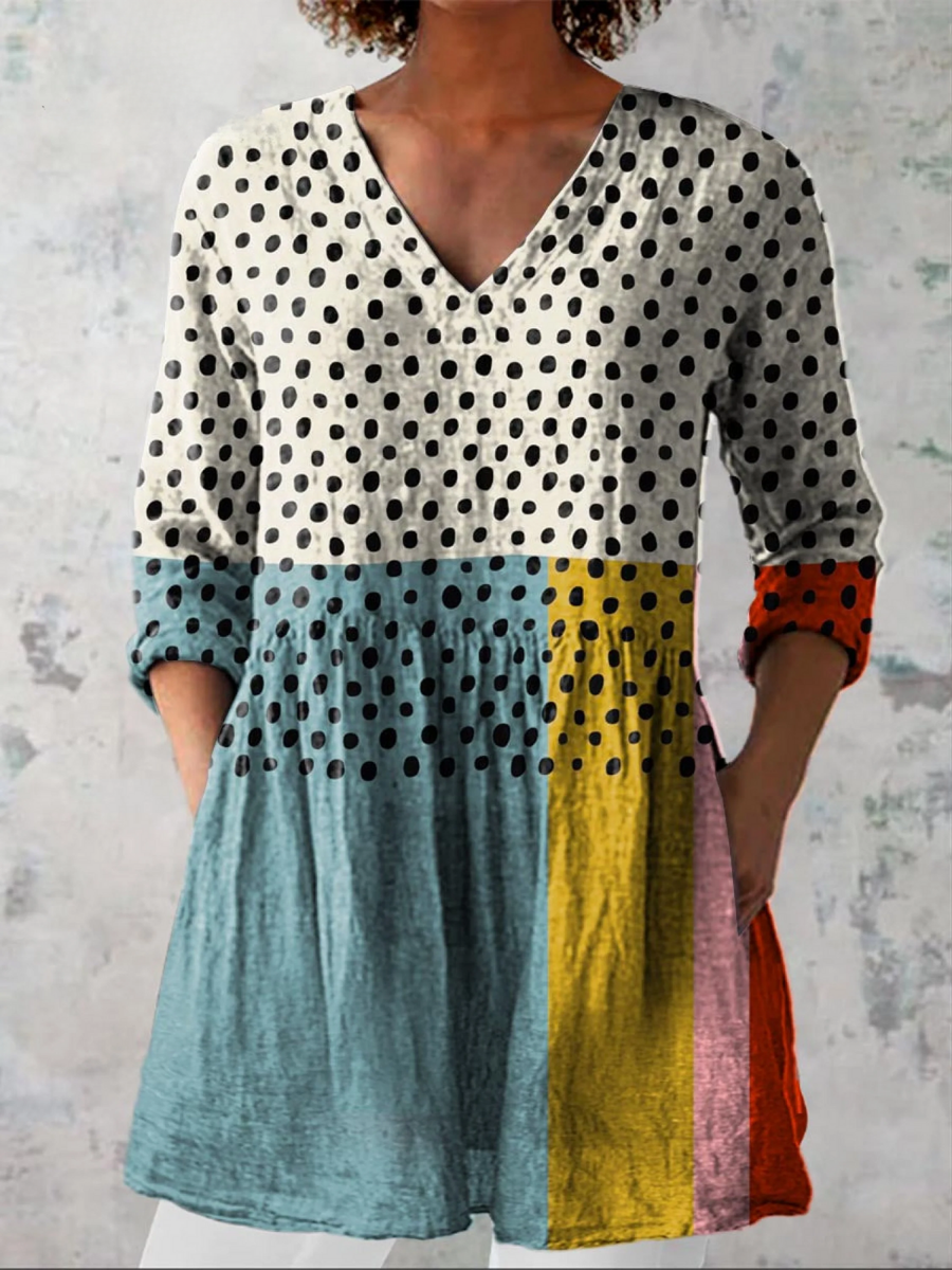 Blusa Lunga con Scollatura a V