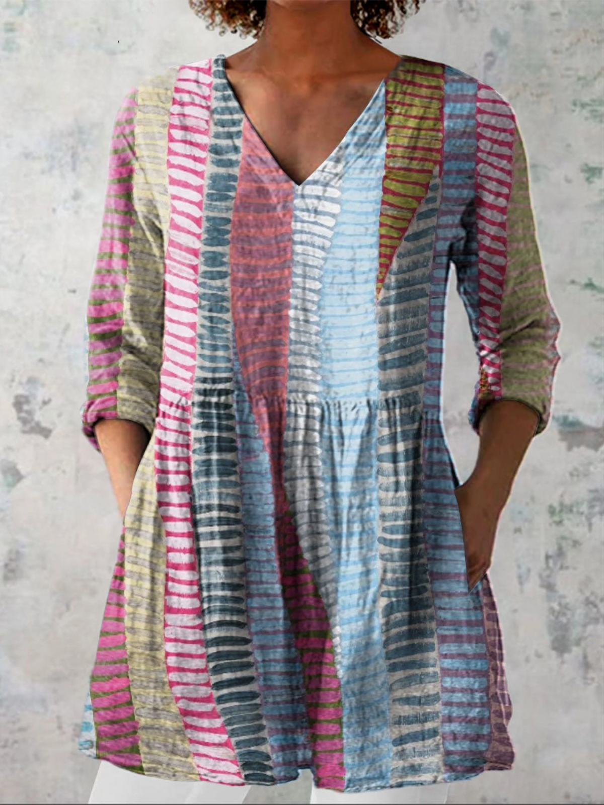 Blusa Lunga con Scollatura a V
