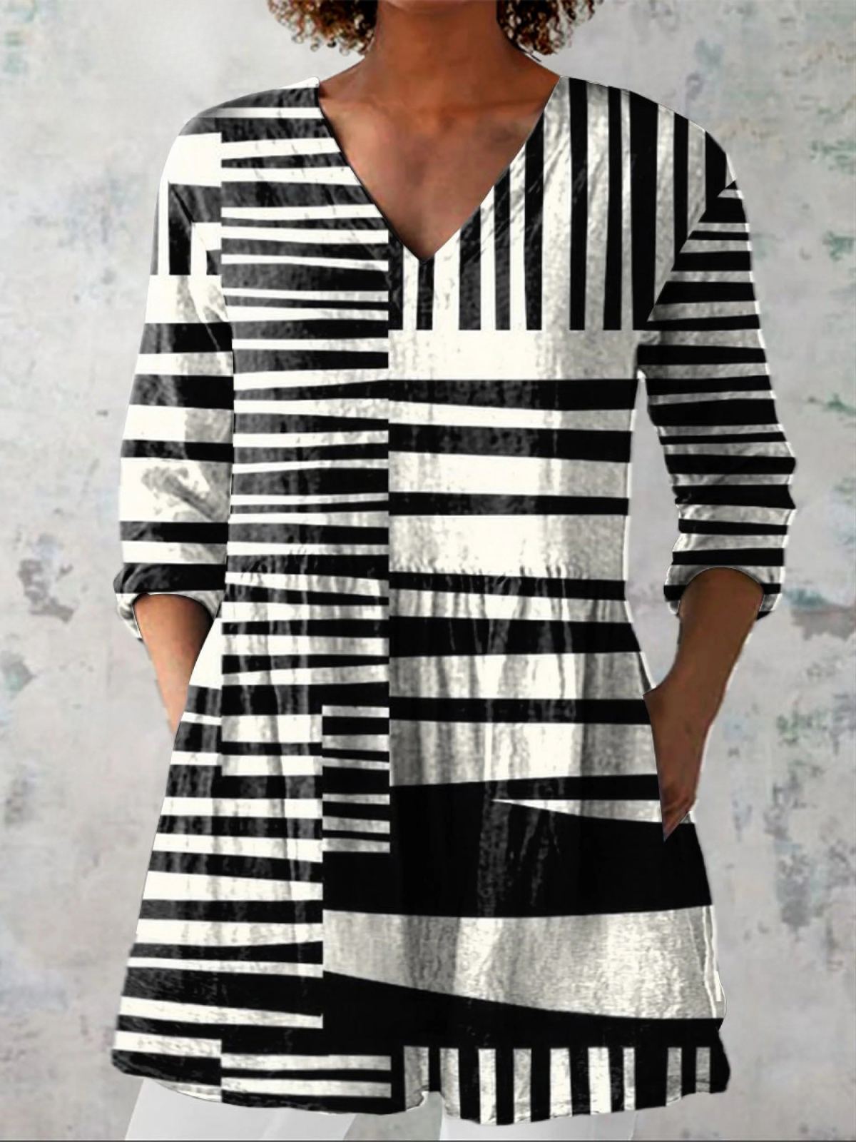 Blusa Lunga con Scollo a V