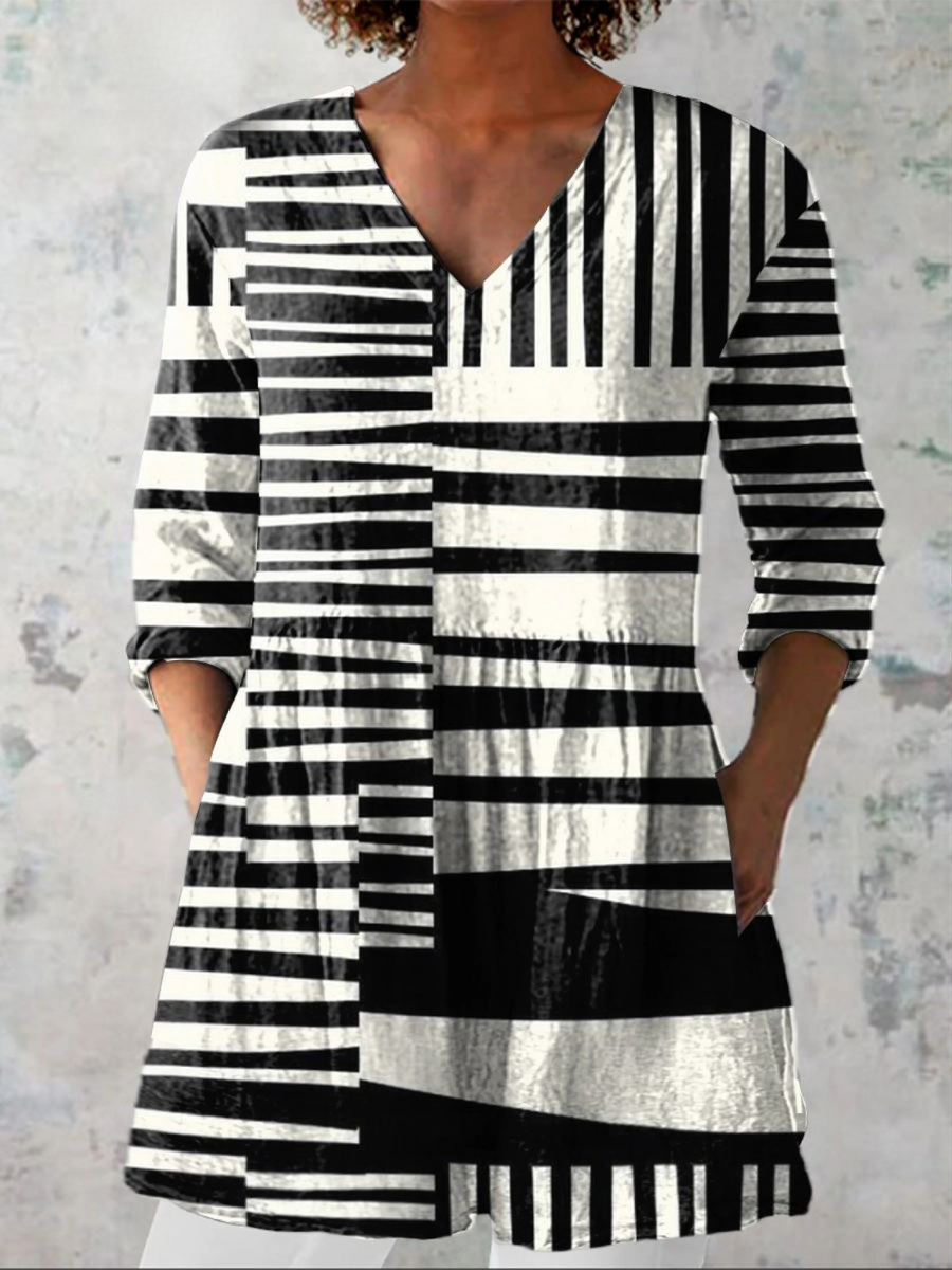 Blusa Lunga con Scollo a V