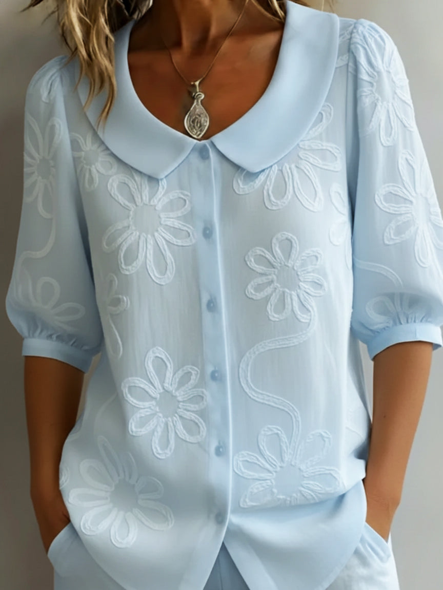 Celeste | Blusa leggera floreale dall'eleganza naturale