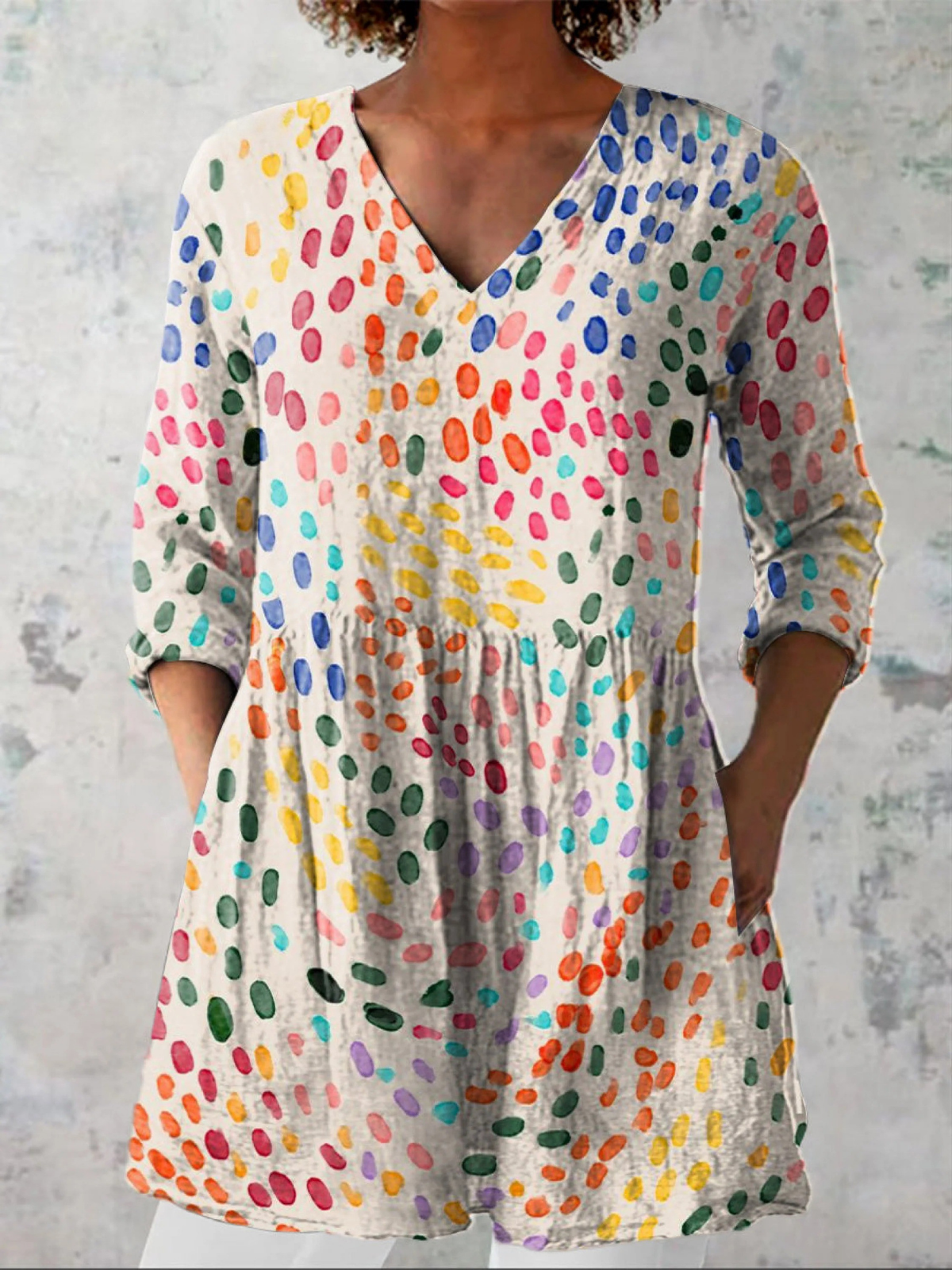 Blusa Lunga con Scollatura a V