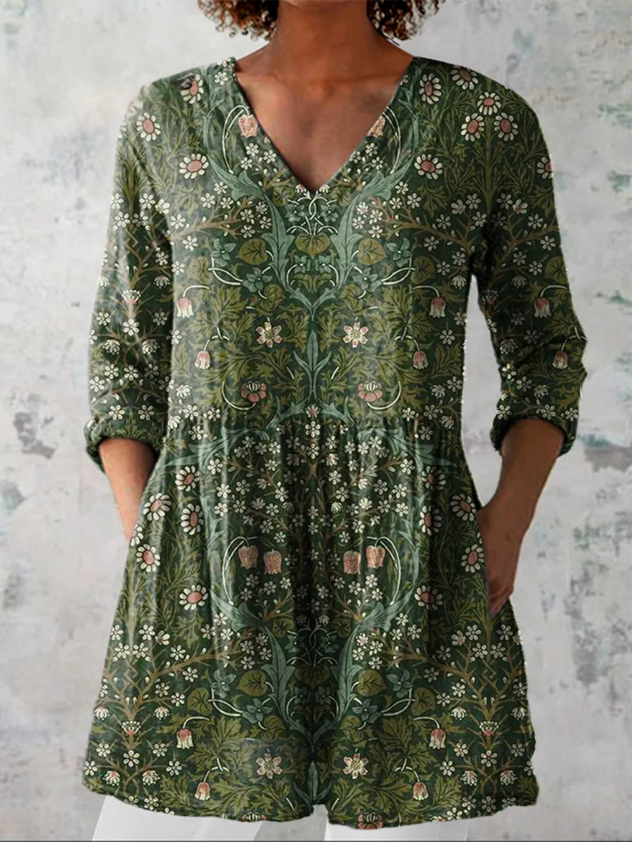 Blusa Lunga con Scollatura a V