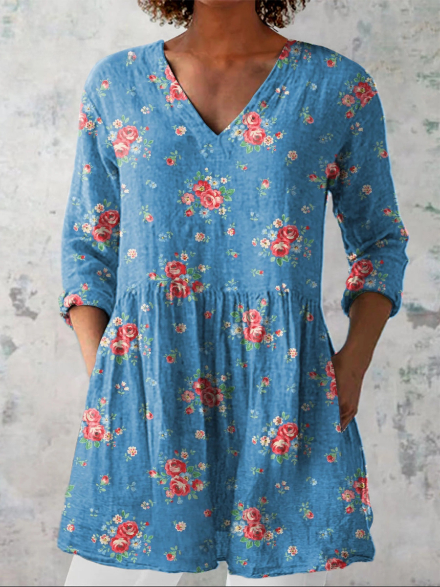 Blusa Lunga con Scollo a V