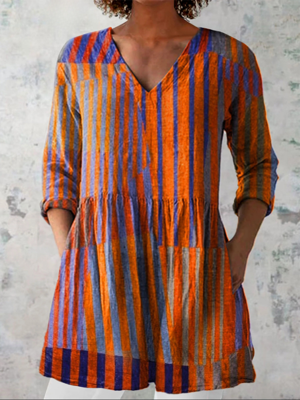 Blusa Lunga con Scollatura a V
