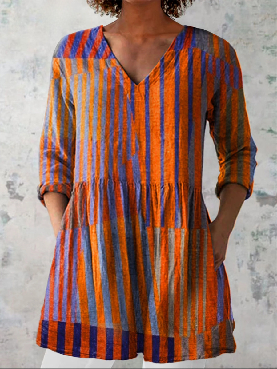 Blusa Lunga con Scollatura a V