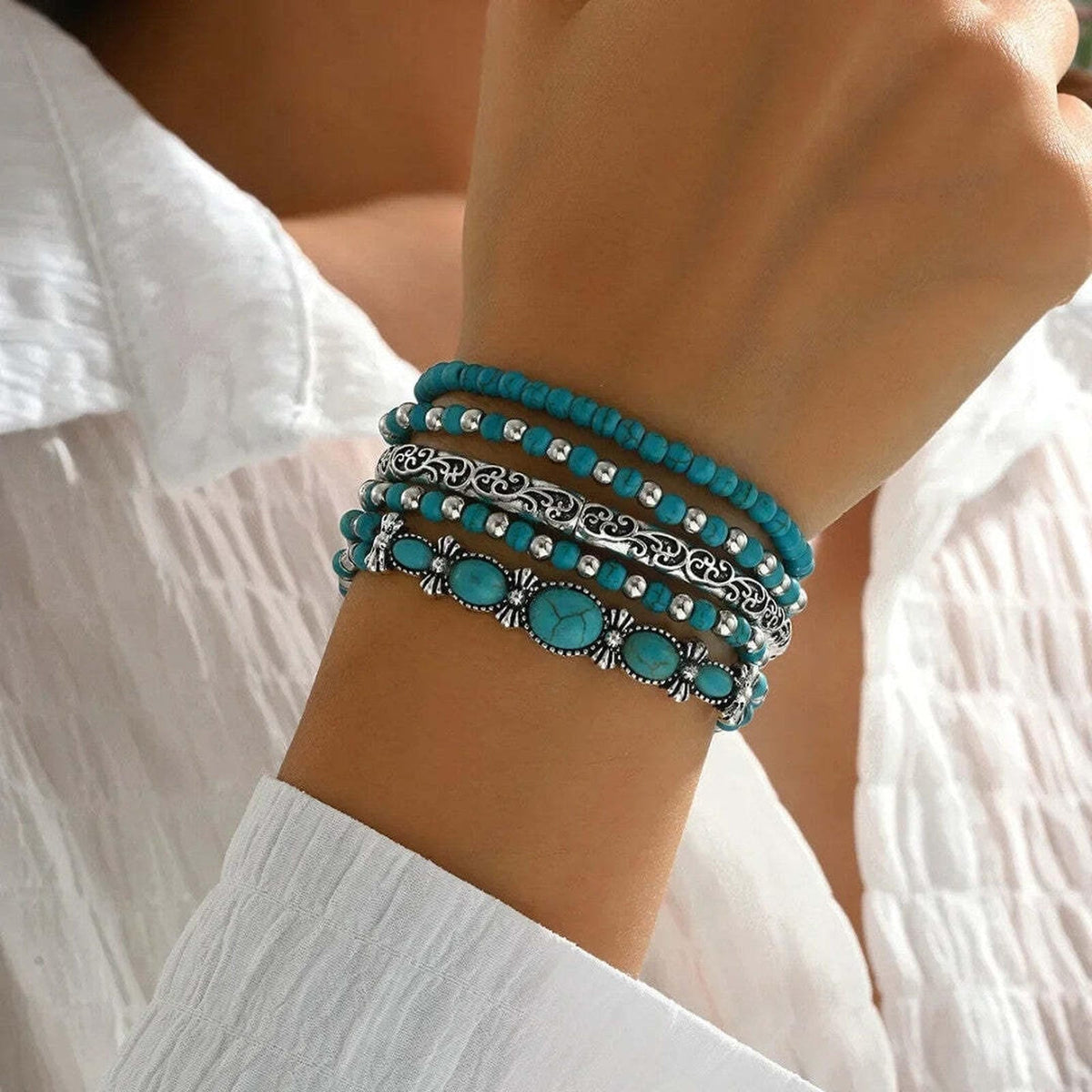 Mirella™ - Collezione di Bracciali Boho con Perline Turchesi