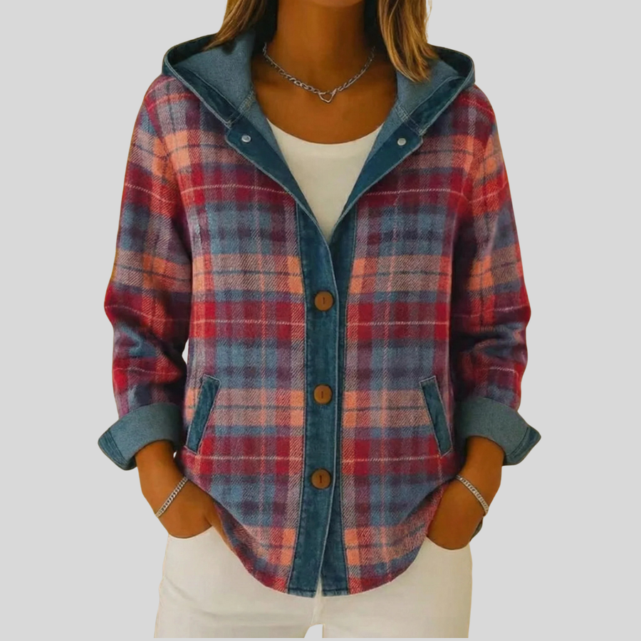 Lucia™ | Giacca a Camicia con Cappuccio a Quadri