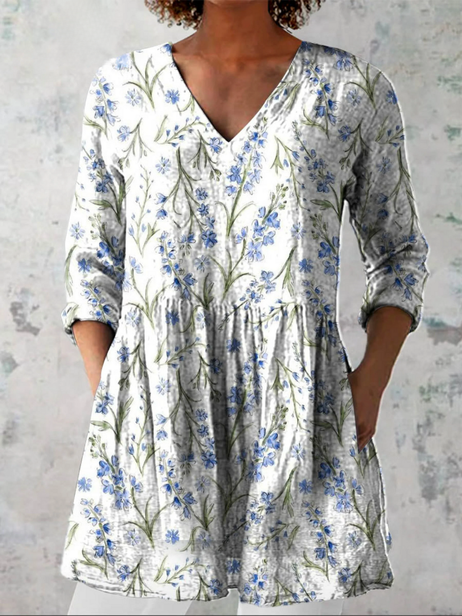 Blusa Lunga con Scollatura a V