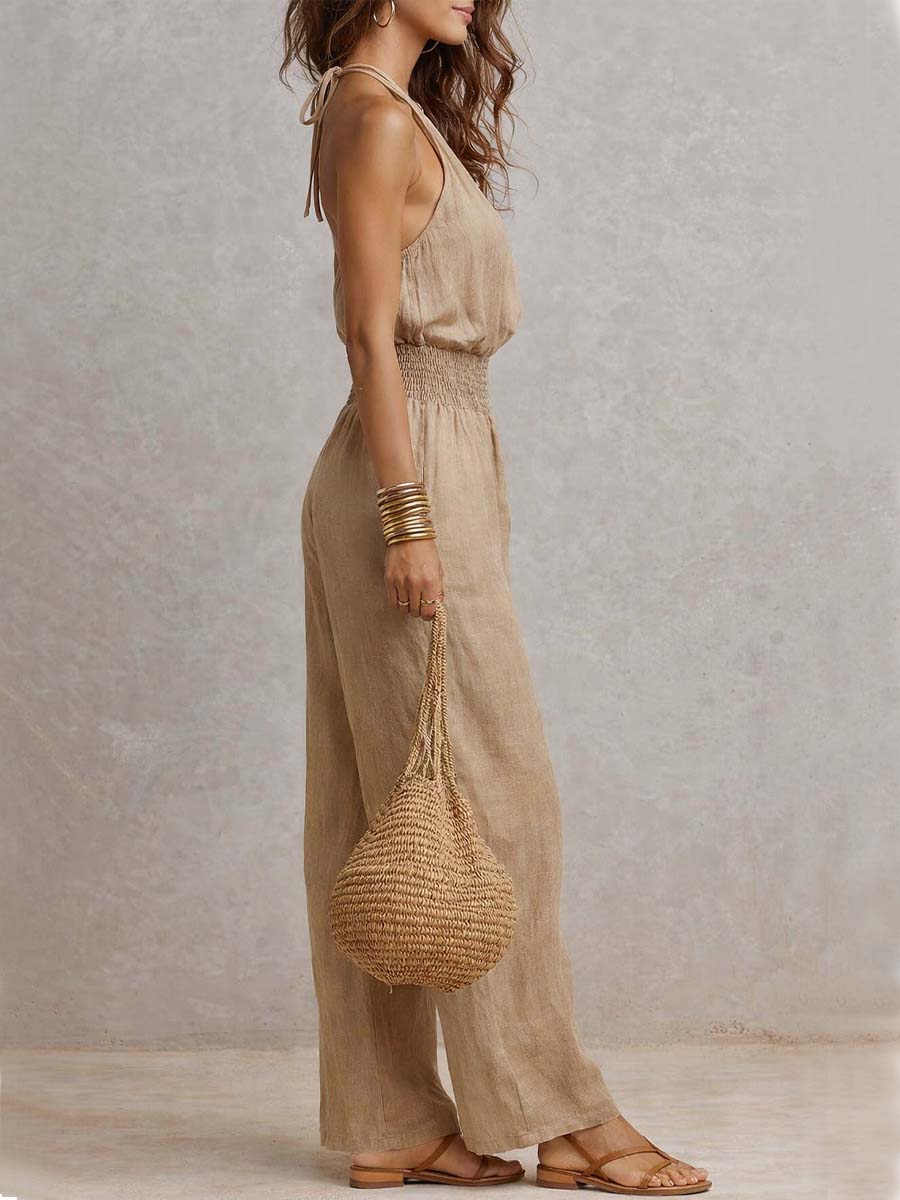 Valeria | Tuta con Scollo Halter e Gamba Larga
