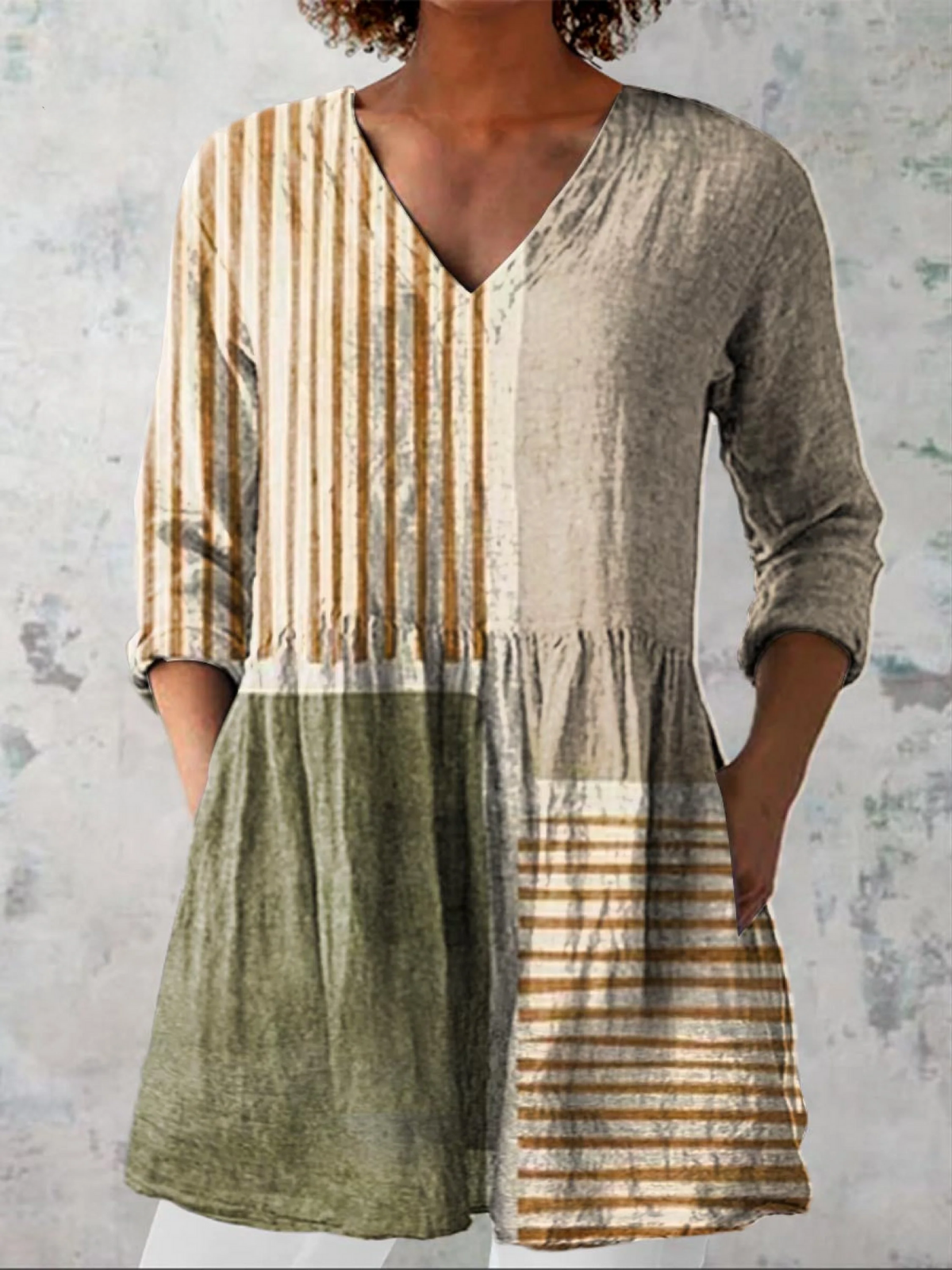 Blusa Lunga con Scollatura a V