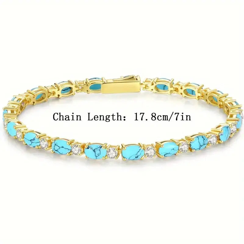 Bracciale con Pietra Turchese Naturale | Oro
