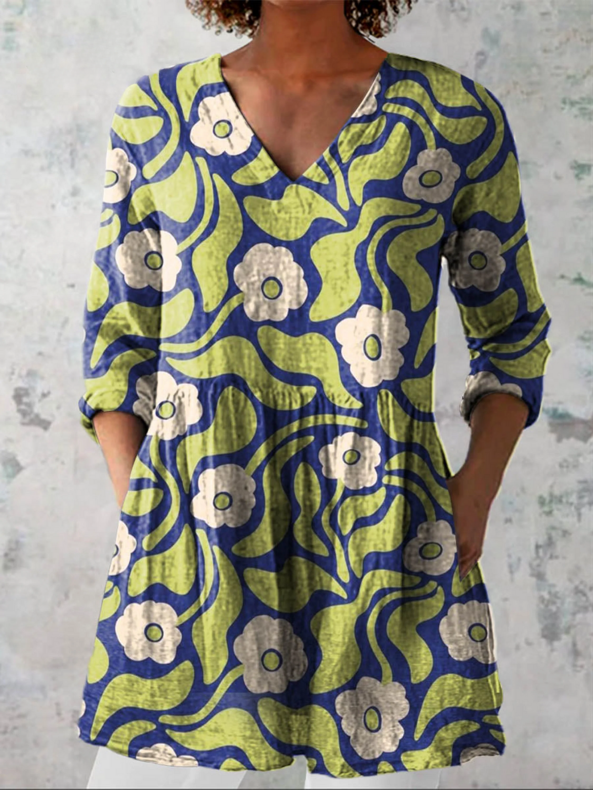 Blusa Lunga con Scollo a V