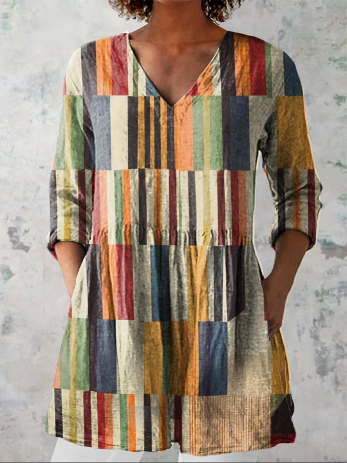 Blusa Lunga con Scollatura a V