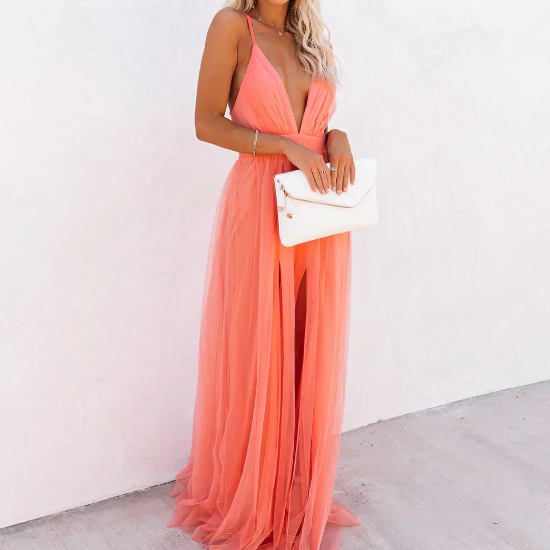 Ginevra | Abito Maxi Luce Corallo