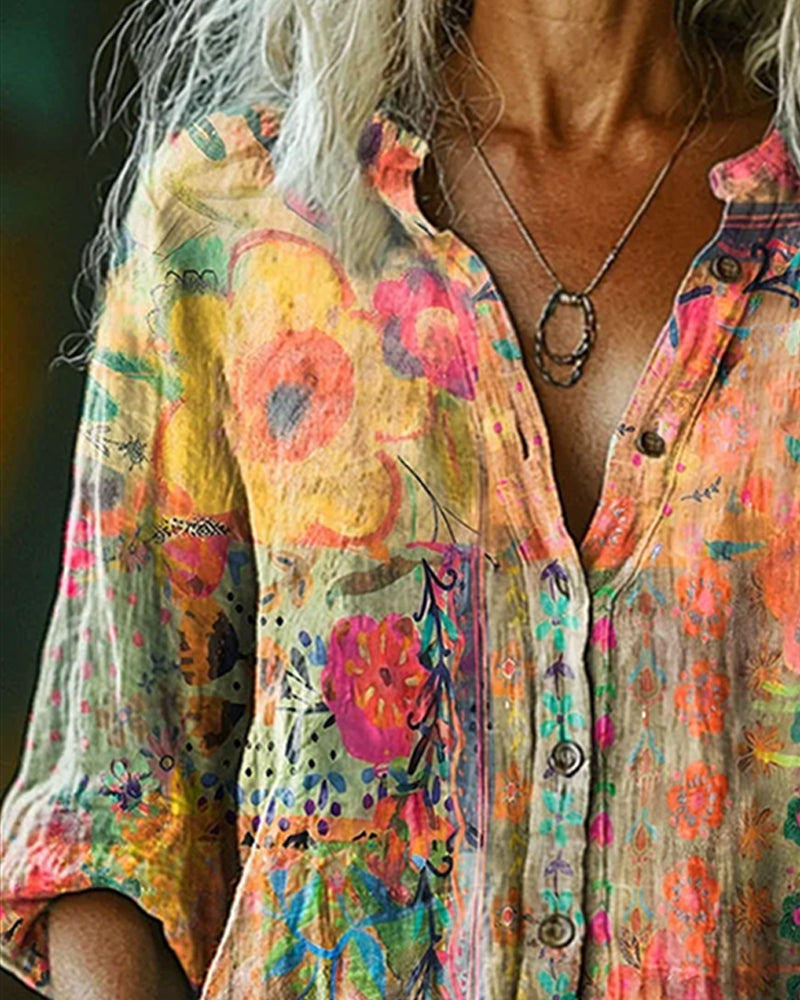 Alma | Camicia artistica con stampa floreale