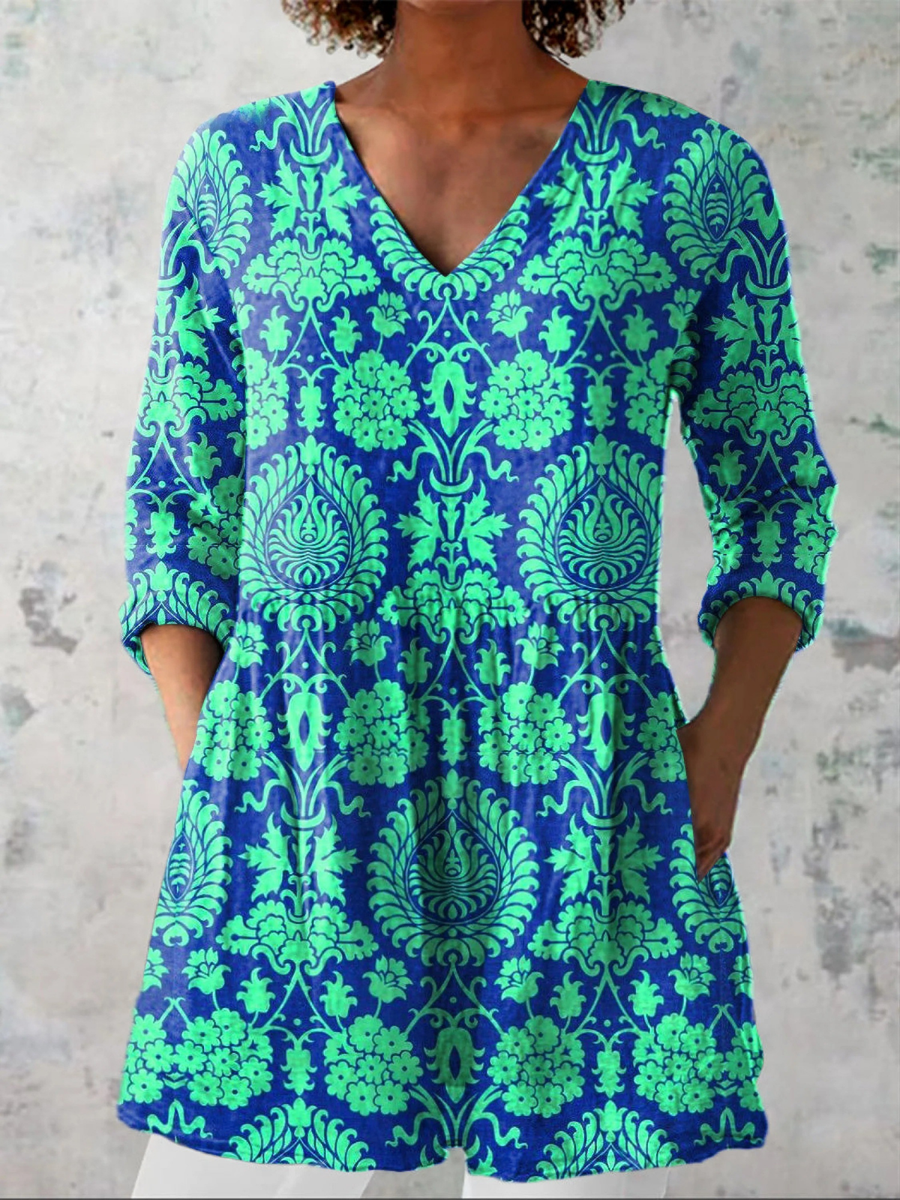 Blusa Lunga con Scollatura a V