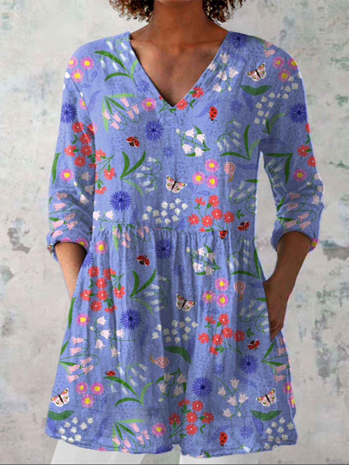 Blusa Lunga con Scollatura a V