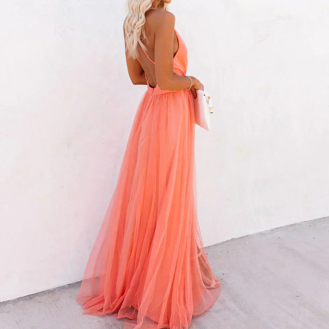 Ginevra | Abito Maxi Luce Corallo
