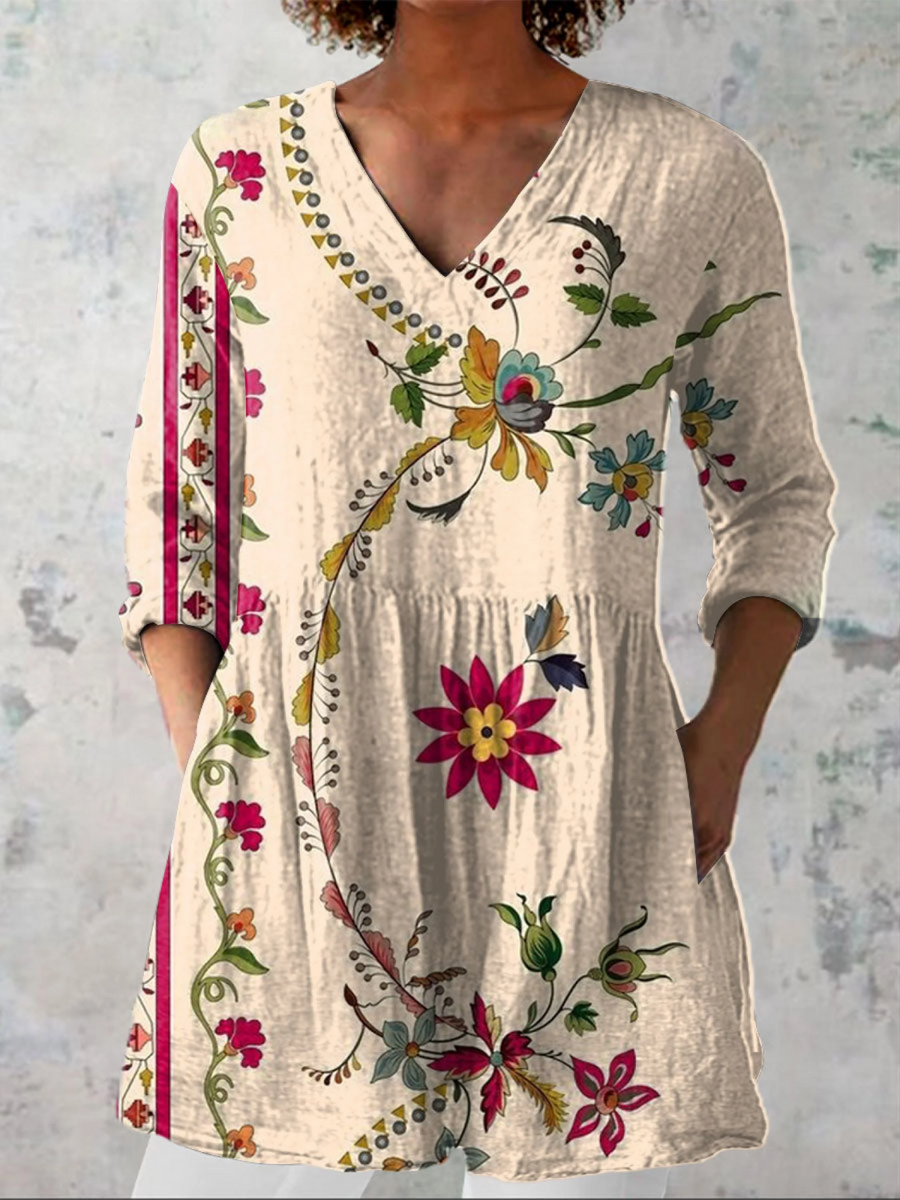 Blusa Lunga con Scollo a V