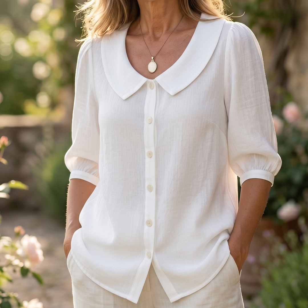 Alexia | Blusa elegante in cotone leggero con scollo rotondo