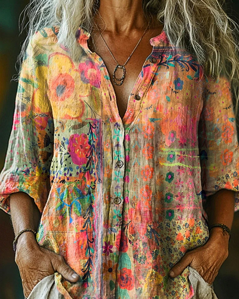 Alma | Camicia artistica con stampa floreale