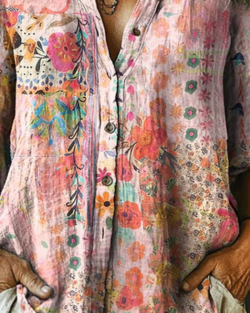 Alma | Camicia artistica con stampa floreale