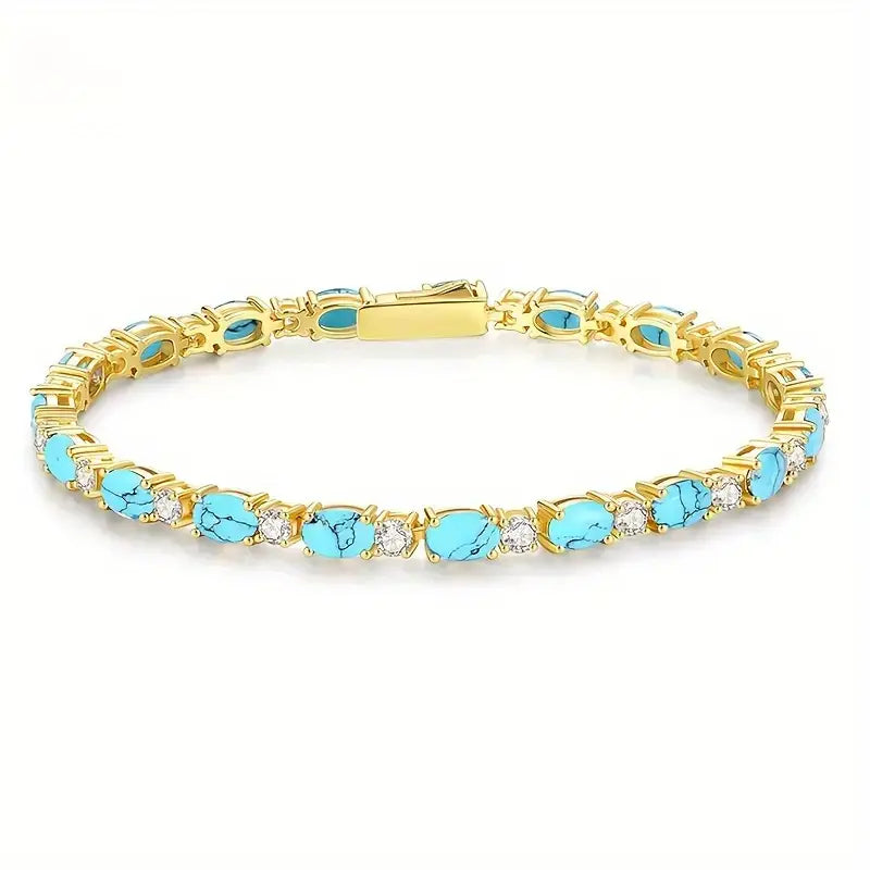 Bracciale con Pietra Turchese Naturale | Oro