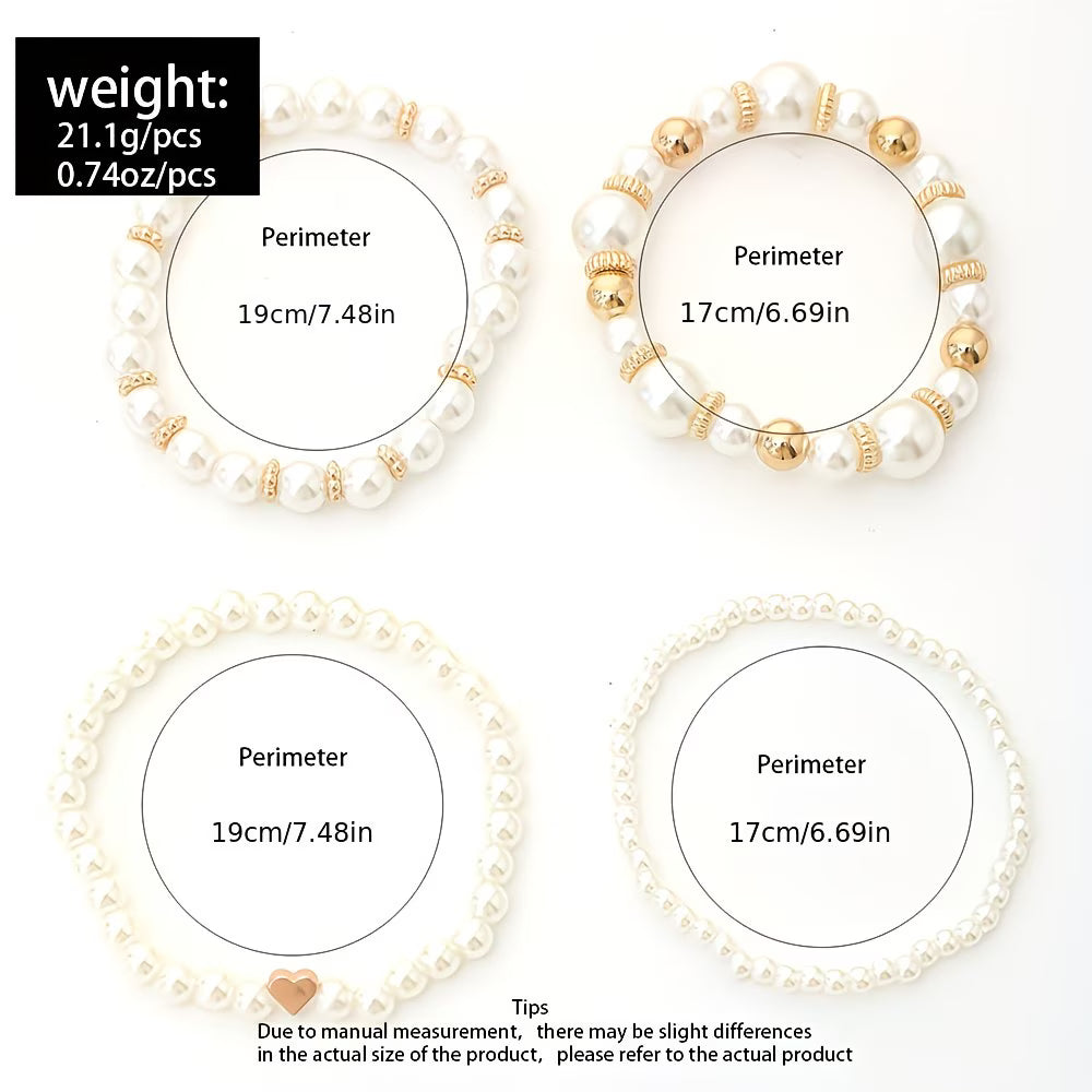 Set di Braccialetti Impilabili in Perle da 4